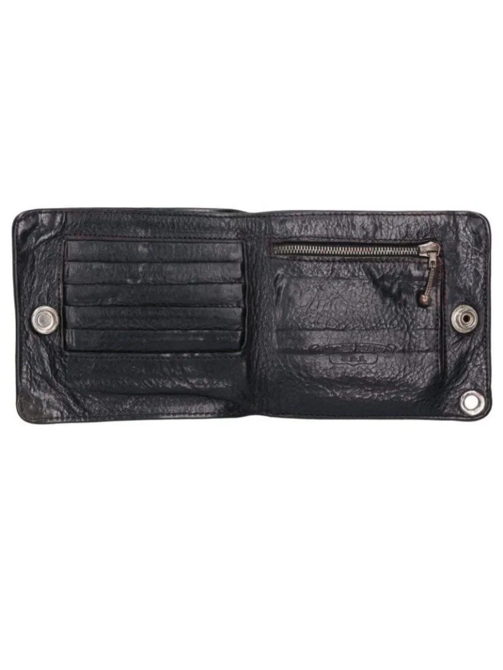 Chrome Hearts 1 Snap Cross Button Leather Wallet